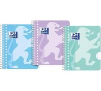 Oxford - Bloc-notes scolaire A5+ Ligne 17 trous 160 pages 80 g Pastel assorti 3 pièces
