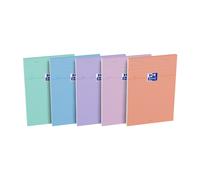 Oxford Bloc notes Smart A5 14,8 x 21 cm - 80/90g - Petits carreaux 5x5 - 160 pages - Assortis pastel
