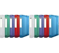Oxford Boîte Capacité Standard 2Nd Life 24x32cm Dos 40mm avec Elastique Couverture Polypro Coloris Assortis, Assorti : Incolore, Bleu, Vert, Violet, Rouge (Lot de 2)