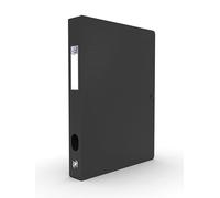 Oxford Boîte Capacité Standard Memphis 24x32cm Dos 40mm avec Bouton Pression Couverture Polypro Noir