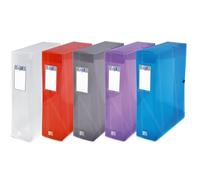 Oxford Boîte Grande Capacité Hawaï 24x32cm Dos 80mm avec Bouton Pression Couverture Polypro Coloris Assortis