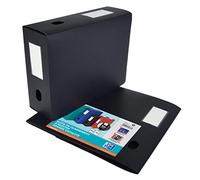 OXFORD Boîte Grande Capacité Memphis à Plat 24x32cm Dos 100mm avec Bouton Pression Couverture Polypro Noir