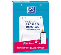 Oxford Bristol 2.0 - Bloc 30 fiches A5 148 x 210mm perforées - blanc quadrillé 5x5