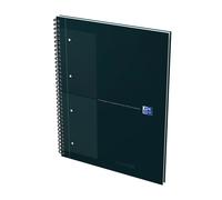Oxford Cahier à spirale International Notebook 23 x 29,7 cm - Perforé 4 trous - Petits carreaux 5x5 - 160 pages - Noir