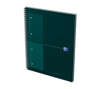 Oxford Cahier à spirale International Notebook 23 x 29,7 cm - Perforé 4 trous - Petits carreaux 5x5 - 160 pages - Vert