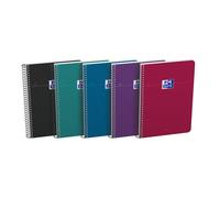 Oxford Cahier à spirale Smart A5 14,8 x 21 cm - Petits carreaux 5x5 - 160 pages - Coloris intense