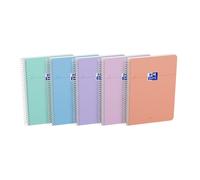 Oxford Cahier à spirale Smart A5 14,8 x 21 cm - Petits carreaux 5x5 - 160 pages - Coloris pastel