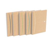 Oxford Cahier à spirale Touareg A4 21 x 29,7 cm - 90g - Papier recyclé - Petits carreaux 5x5 - 180 pages