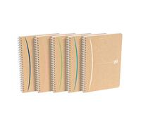 Oxford Cahier à spirale Touareg A5 14,8 x 21 cm - 90g - Papier recyclé - Petits carreaux 5x5 - 100 pages