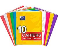 OXFORD Cahier EasyBook 24x32cm Grands Carreaux Seyès 96 Pages Agrafées Couverture Polypro Coloris Assortis