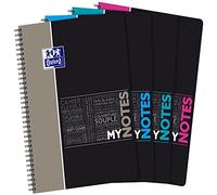 Oxford Cahier Etudiants MyNotes A4+ Petits Carreaux 5mm 160 Pages Reliure Intégrale Couverture Carte Couleurs Aléatoires 400156893 Gris/Bleu/Aqua/Rose