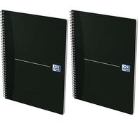 Oxford Cahier Office Essentials A4 Petits Carreaux 180 Pages Reliure Siprale Couverture Carte Noir (Lot de 2)