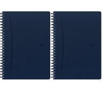 Oxford Cahier Signature A5 Ligné 7mm Margé 160 Pages Reliure Intégrale Couverture Simili-Cuir Bleu (Lot de 2)