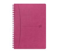 Oxford Cahier Signature A5 Ligné 7mm Margé 160 Pages Reliure Intégrale Couverture Simili-Cuir Fuchsia