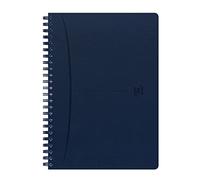 Oxford Cahier Signature A5 Petits Carreaux 5mm Margé 160 Pages Reliure Intégrale Couverture Simili-Cuir Bleu