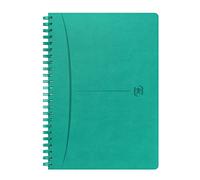 OXFORD Cahier Signature A5 Petits Carreaux 5mm Margé 160 Pages Reliure Intégrale Couverture Simili-Cuir Turquoise