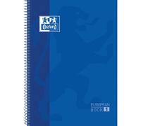 Oxford Cahier Spirale A4+ Avec Couverture Rigide, 80 Feuilles, 4 Perforations, Grille 5x5 Et 90 G - Bleu