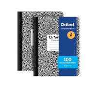 Oxford Cahiers de composition, 24,8 x 18,4 cm, journaux scolaires, papier à lignes universitaires, couvertures en marbre noir, 100 feuilles par cahier, lot de 2 (1002515)