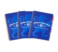 Oxford Campus Grand cahier relié à spirales Couverture cartonnée 3 intercalaires amovibles Multicolore A4+