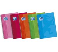 Oxford, Carnet A4+ (Folio), couverture souple, 80 feuilles blanches unies, lot de 5 carnets, couleurs assorties