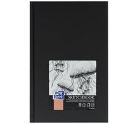 Oxford Carnet de croquis A5 à couverture rigide avec reliure cousue, 192 pages, papier 100 g, noir, 1 pièce