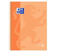 Oxford Carnet Europeanbook 1, micro-perforé, couverture extra rigide, spirale, A4+, quadrillage 5 x 5, couleur pêche,