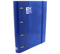 Oxford Classeur 4 anneaux avec recharge et caoutchouc, couverture extra rigide avec recharge, couleur bleu marine, 80 feuilles quadrillées, format A4+