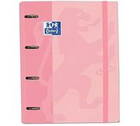 Oxford, Classeur à 4 anneaux A4 + couvercle en caoutchouc avec grille de rechange 5 x 5, couleur Flamingo pastel TOUCH