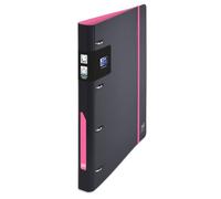 OXFORD Classeur à Anneaux European Binder For Students A4 Dos 30mm 4 Anneaux en D Couverture Polypro Expansé Bicolore Noir/Rose