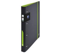 OXFORD Classeur à Anneaux European Binder For Students A4 Dos 30mm 4 Anneaux en D Couverture Polypro Expansé Bicolore Noir/Vert