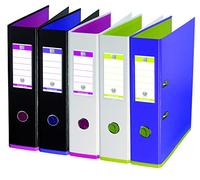 OXFORD Classeur à Levier My Colour A4XL Dos 80mm 2 Anneaux en D Couverture Carte Rembordée en Polypro Coloris Bicolores Assortis