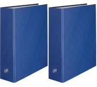 OXFORD Classeur Balacron A4XL Dos 80mm 4 Anneaux en D Couverture Carte Rembordée en PVC Bleu Marine (Lot de 2)