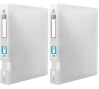 OXFORD Classeur Hawaï A4XL Dos 40mm 4 Anneaux Ronds Couverture Polypro Incolore (Lot de 2)