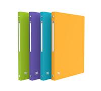 Oxford Classeur 4 anneaux Memphis – Plastique A4, dos 2 cm – Couleurs pastel assorties
