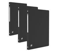 OXFORD Classeur Memphis A4 Dos 20mm 4 Anneaux Ronds Couverture Polypro Noir (Lot de 3)