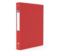 OXFORD Classeur Memphis A4 Dos 40mm 4 Anneaux Ronds Couverture Polypro Rouge