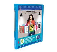 Oxford Classeur Polyvision A4 – Dos 20 mm, 4 anneaux ronds, couverture polypro bleu