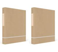 OXFORD Classeur Touareg A4 Dos 40mm 4 Anneaux ronds Couverture Papier Kraft Beige et liseré blanc (Lot de 2)