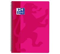Oxford Classic - Cahier spirale, couvercle en plastique, 4 x 4 carreaux, couleur fuchsia