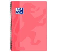 Oxford Classic - Cahier spirale, couvercle en plastique, 4 x 4 carreaux, couleur ROSE Chewing Gum