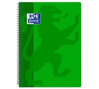 Oxford Classic - Cahier spirale, couvercle en plastique, 4 x 4 carreaux, couleur vert