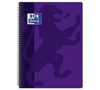 Oxford Classic - Cahier spirale, couvercle en plastique, 4 x 4 carreaux, couleur violet