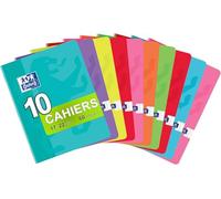 Oxford Classique Lot de 10 Cahiers Agrafés Petits Formats 17 x 22 cm 60 Pages Grands Carreaux Seyès 90 gr Couleurs Assorties