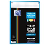 Feuilles Simples Oxford Color System 210X297 Perforees Film 200P Seyes Assorti