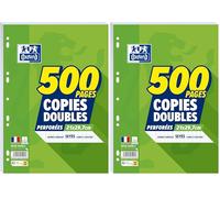 OXFORD Copies Doubles Grands Carreaux Seyès 500 Pages blanches 90g sous film (Lot de 2)