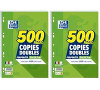 OXFORD Copies Doubles Grands Carreaux Seyès 500 Pages blanches 90g sous film. (Lot de 2)