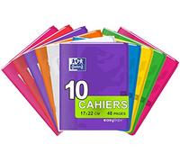 OXFORD EasyBook Lot de 10 Cahiers Agrafés Petits Formats 17 x 22cm 48 Pages Grands Carreaux Seyès 90gr Couleurs Assorties