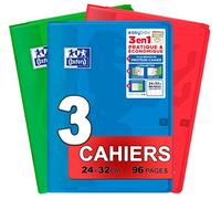 lot de 3 cahiers agrafés 96 pages seyes 24 x 32 cm easybook - 90g - coloris assortis