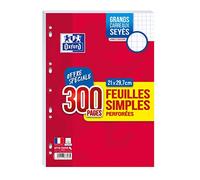 OXFORD Etui 150 Feuillets mobiles (300 Pages) simples format A4 seyès 90 g