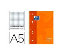 OXFORD Europeanbook 1 Cahier quadrillé 5x5 à spirale A5 120 pages - Orange